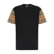 Casual katoenen T-shirt met elegante afwerking Burberry , Black , Dame...