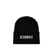 Zwarte Wol Bonnet Hoed Iceberg , Black , Heren