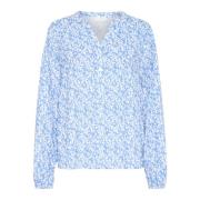 Grafische Print Blouse Blauw/Krijt Kaffe , Blue , Dames