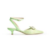 Glitter Sandaal Leren Zool Vrouwen Prosperine , Green , Dames