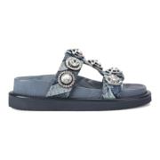 Kristal Denim Sandalen Gewatteerde Binnenzool Kurt Geiger , Blue , Dam...