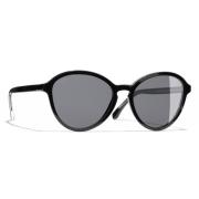 Gradient Grey Polarized Bril Chanel , Black , Dames