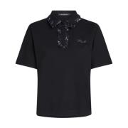 Polo MC Boucle Negro Cuello Combi Karl Lagerfeld , Black , Dames