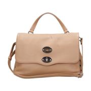 Beige Leren Schoudertas met Studs Zanellato , Beige , Dames