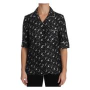 Zijden Gitaar Trompet Print Polo Top Dolce & Gabbana , Black , Dames