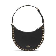 Zwarte schoudertas met Rockstuds Valentino Garavani , Black , Dames