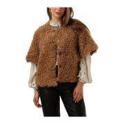 Bruine Faux Fur Jas Stijlvol Warm Summum Woman , Brown , Dames