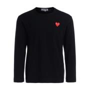 Lange mouwen T-shirt met rood hart Comme des Garçons Play , Black , He...