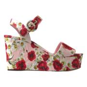 Bloemen sleehak sandalen met enkelband Dolce & Gabbana , Multicolor , ...