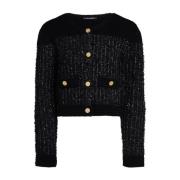 Cardigan Boucle Zwart MET Gouden Knopen Karl Lagerfeld , Black , Dames