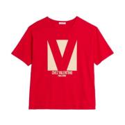 Rood Logo Print T-Shirt Valentino Garavani , Red , Heren