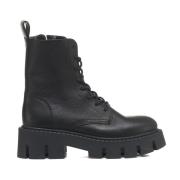 Zwarte leren enkellaarsjes met rits Copenhagen Shoes , Black , Dames