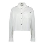 Witte Denim Shirt Lente-Zomer 2025 Versace , White , Dames