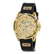 Dames Multifunctioneel Horloge Queen zwart, goud 40 mm Gw0536L3 Guess ...