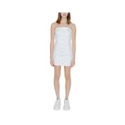 Korte Katoenmix Jurk Collectie Tommy Jeans , White , Dames