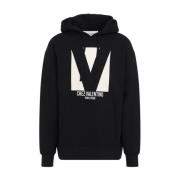 Zwarte hoodie met Chez-stijl Valentino , Black , Heren