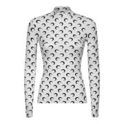 Maanprint Lange Mouw Top Marine Serre , White , Dames