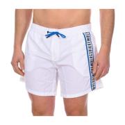 Heren zwemshorts met elastische tailleband Bikkembergs , White , Heren