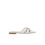 Melk Runderleren Sandalen Pinko , White , Dames