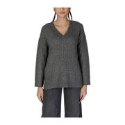 Acryl Blend Sweater met Polyester Vila , Gray , Dames