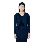 Geplooide Open Front Cardigan Issey Miyake , Blue , Dames