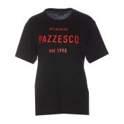 Zwarte T-shirts en Polos met Print Pinko , Black , Dames