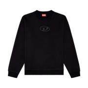 Zwarte Sweatshirt met Cut-Out Logo Diesel , Black , Heren