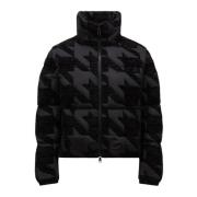 Korte donsjas met pied-de-poule patroon Moncler , Black , Dames