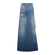 Vervaagde Lange Rok Lente-Zomer 2025 MM6 Maison Margiela , Blue , Dame...