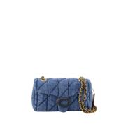 Blauwe Canvas Schoudertas met Klep Coach , Blue , Dames