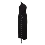 Zwarte Jurk met Meerdere Lagen en Studs The Attico , Black , Dames