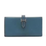 Pre-owned Leather wallets Hermès Vintage , Blue , Dames