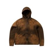 Zwarte Denim Hoodie Jas Aries , Brown , Heren