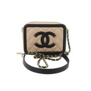 Pre-owned Leather chanel-bags Chanel Vintage , Beige , Dames