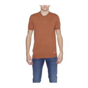 Bruine Viscose Polo Shirt met korte mouwen Gianni Lupo , Brown , Heren