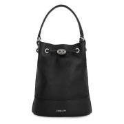 Leren Bucket Bag met Handvat Zanellato , Black , Dames