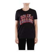 Zwart Logo Tee Italiaanse Stijl Dolce & Gabbana , Black , Dames