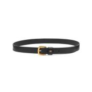 Zwarte Leren Logo Riem Valentino Garavani , Black , Heren