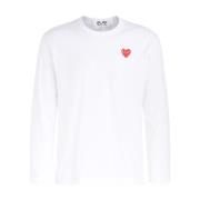 Lange mouwen T-shirt met rood hart Comme des Garçons Play , White , He...