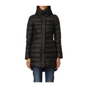 Zwarte Lange Slim Puffer Jas Peuterey , Black , Dames