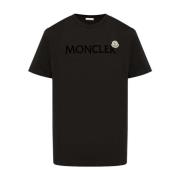 Korte mouw T-shirt van katoen Moncler , Black , Heren