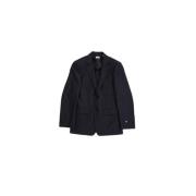 Navy Blue Wool Suit Jacket Burberry , Black , Heren