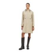 Logo Plaque Hooded Raincoat Burberry , Beige , Dames