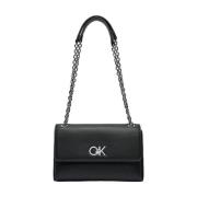 Stijlvolle Polyurethaan Handtas Dames Collectie Calvin Klein , Black ,...