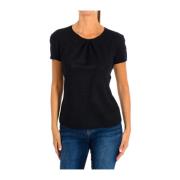 Korte mouw ronde hals top Emporio Armani , Black , Dames