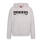 Logo Katoenen Hoodie Guess , White , Heren