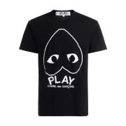 Zwart T-shirt met wit hart Comme des Garçons Play , Black , Heren