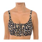 Wild Animal Print Bikini Bralette Top Michael Kors , Black , Dames