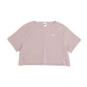 Rib Jersey Crop Top Diffused Taupe/Wit Nike , Pink , Dames