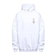 Geborduurd Logo Katoenen Hoodie met Zak Balenciaga , White , Heren